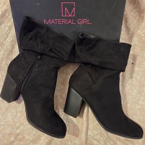 Material Girl Black Suede Ankle Boots